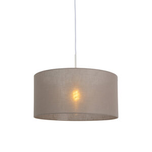 hanglampen Landelijke hanglamp wit met taupe kap 50 cm Combi 1 StofStaal Taupe Een landelijke eyecatcher in huis deze 1. De combinatie van de en witte zorgt