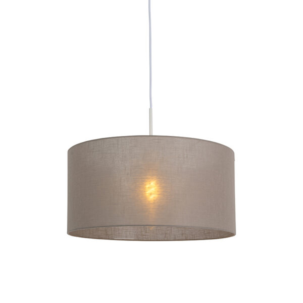 hanglampen Landelijke hanglamp wit met taupe kap 50 cm Combi 1 StofStaal Taupe Een landelijke eyecatcher in huis deze 1. De combinatie van de en witte zorgt
