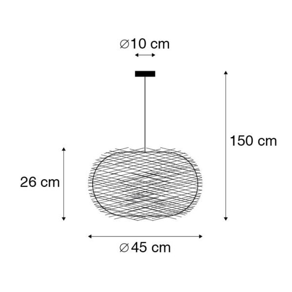 Landelijke hanglamp wit rotan - Hatch 45 - Afbeelding 3