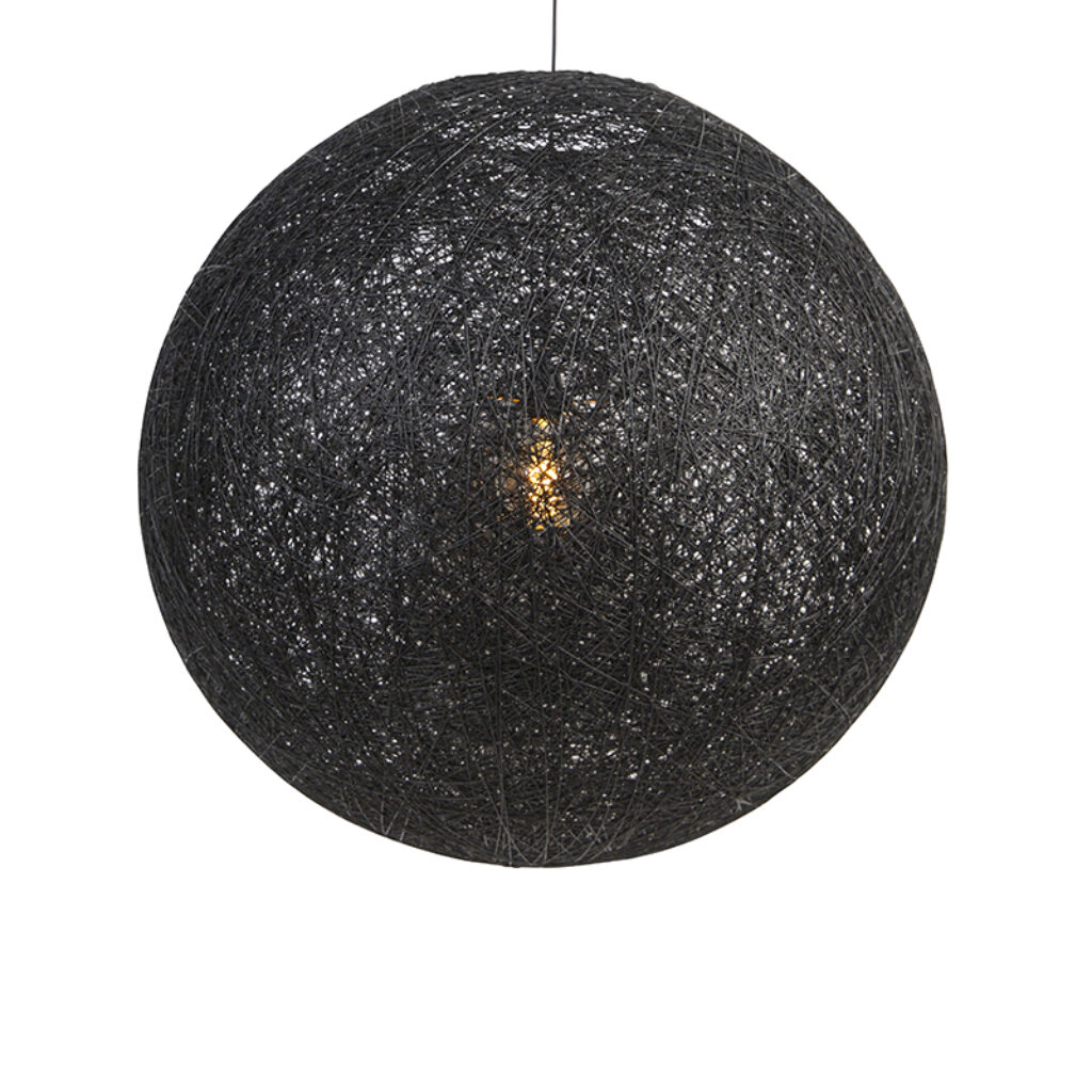 hanglampen Landelijke hanglamp zwart 80 cm Corda PapierStaal Zwart Voor een geweldig sfeerlicht in huis is deze lamp de beste De bol gemaakt van tot touw
