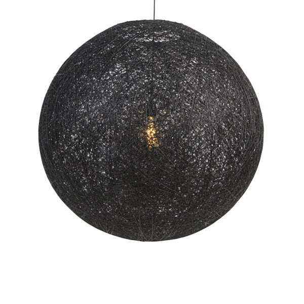 hanglampen Landelijke hanglamp zwart 80 cm Corda PapierStaal Zwart Voor een geweldig sfeerlicht in huis is deze lamp de beste De bol gemaakt van tot touw