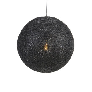 hanglampen Landelijke hanglamp zwart 60 cm Corda PapierStaal Zwart Voor een geweldig sfeerlicht in huis is deze lamp de beste De bol gemaakt van tot touw