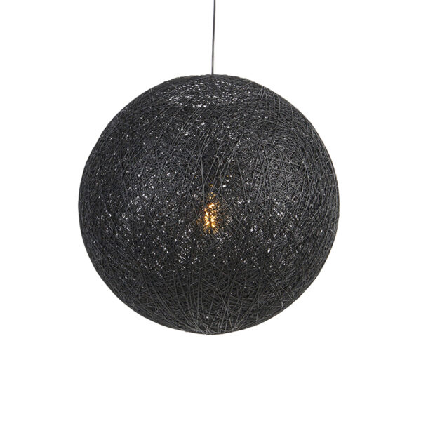 hanglampen Landelijke hanglamp zwart 60 cm Corda PapierStaal Zwart Voor een geweldig sfeerlicht in huis is deze lamp de beste De bol gemaakt van tot touw