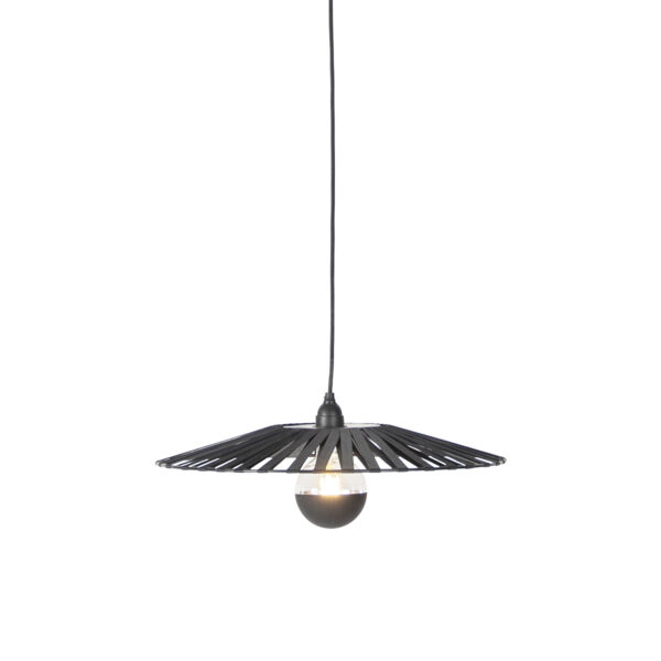 hanglampen Landelijke hanglamp zwart 46 cm Leia StofStaal Zwart Wauw wat een fleurige lamp is Zijn ronde vorm met spijlen zorgt ervoor dat hij prachtig