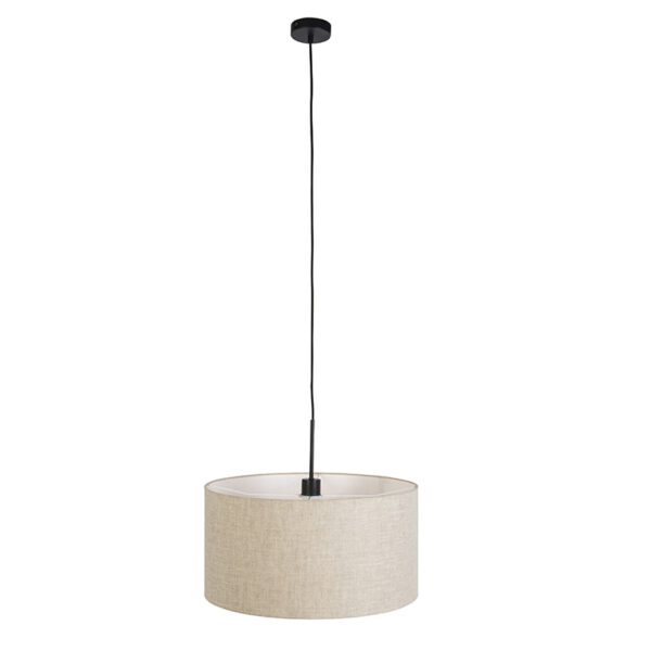 Landelijke hanglamp zwart met beige kap 50 cm - Combi 1 - Afbeelding 2