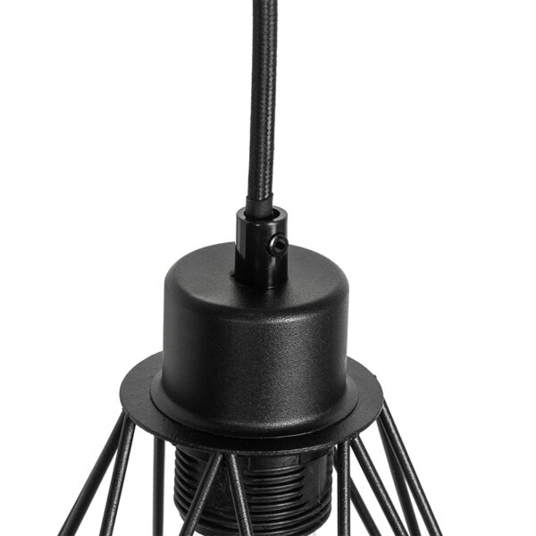 Landelijke hanglamp zwart met hout 3-lichts - Chon - Afbeelding 2