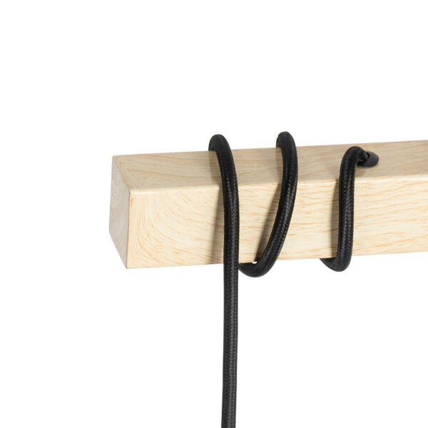 Landelijke hanglamp zwart met hout 3-lichts - Chon - Afbeelding 3