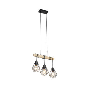 hanglampen Landelijke hanglamp zwart met hout Chon StaalHout Zwart Hanglamp voelt zich helemaal thuis in een landelijk interieur. Bedenk eens hoe mooi deze