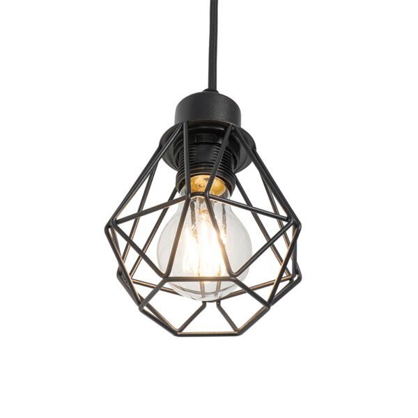 Landelijke hanglamp zwart met hout 4-lichts - Chon - Afbeelding 2