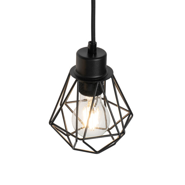 Landelijke hanglamp zwart met hout 6-lichts - Chon - Afbeelding 3