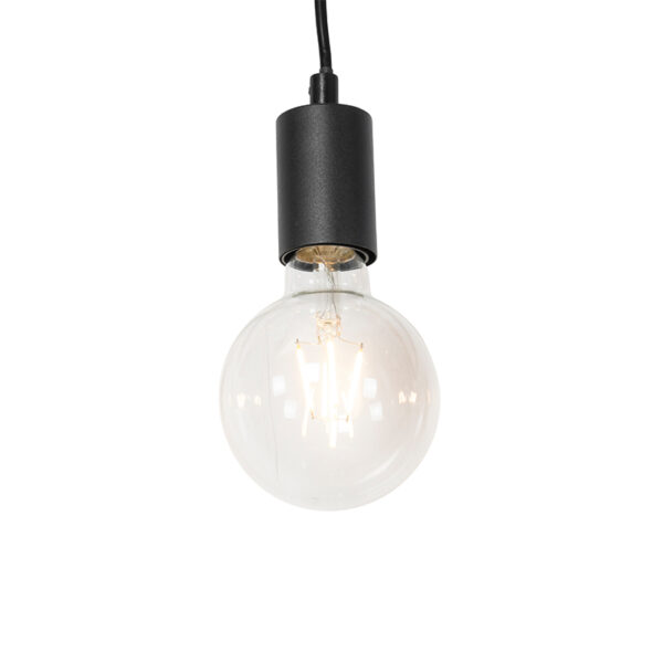 Landelijke hanglamp zwart met hout 5-lichts - Dami - Afbeelding 2