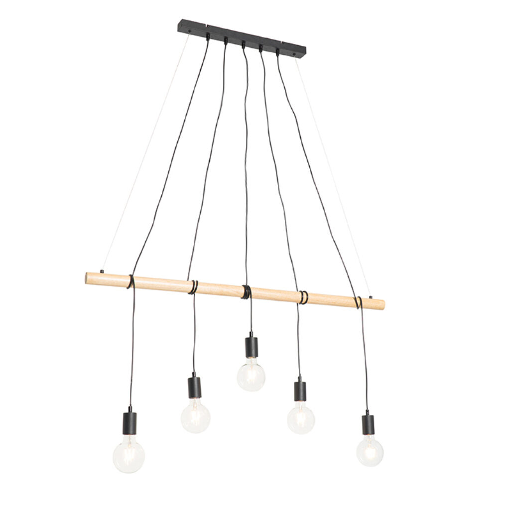 hanglampen Landelijke hanglamp zwart met hout Dami StaalHout Zwart Wauw kijk deze mooie Perfect voor in een landelijk interieur. is gemaakt van staal hout. Hij