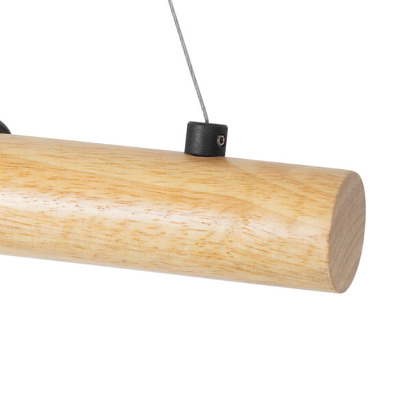 Landelijke hanglamp zwart met hout 5-lichts - Dami - Afbeelding 3