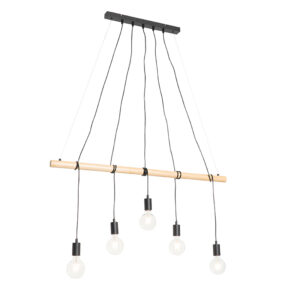 hanglampen Landelijke hanglamp zwart met hout Dami StaalHout Zwart Wauw kijk deze mooie Perfect voor in een landelijk interieur. is gemaakt van staal hout. Hij