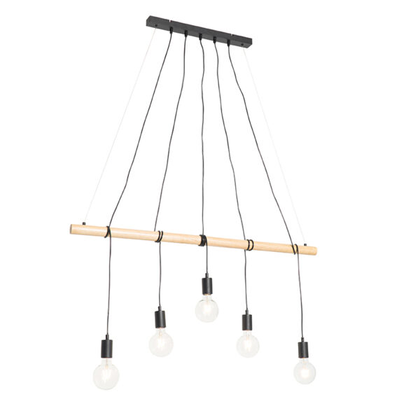 hanglampen Landelijke hanglamp zwart met hout Dami StaalHout Zwart Wauw kijk deze mooie Perfect voor in een landelijk interieur. is gemaakt van staal hout. Hij