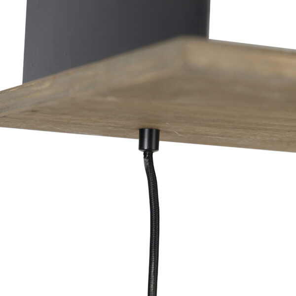 Landelijke hanglamp zwart met hout 5-lichts - Flair - Afbeelding 2