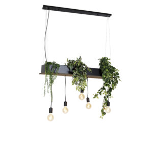 hanglampen Landelijke hanglamp zwart met hout Flair StaalHout Zwart Op zoek naar een echte Dan is deze robuuste landelijke misschien wel iets voor Deze 150 cm