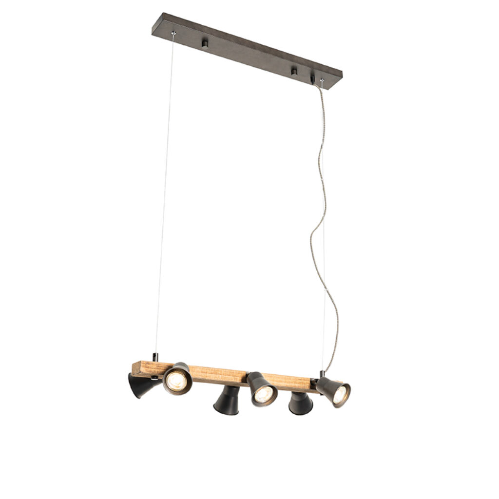 hanglampen Landelijke hanglamp zwart met hout Jelle HoutStaal Zwart Ben je net als wij fan van de landelijke Dan is iets voor Hij gemaakt staal en behoud zijn