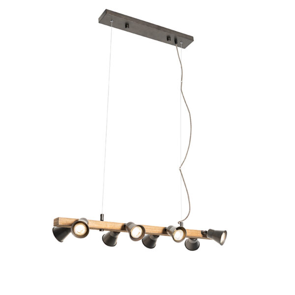 hanglampen Landelijke hanglamp zwart met hout Jelle HoutStaal Zwart Ben je net als wij fan van de landelijke Dan is iets voor Hij gemaakt staal en behoud zijn