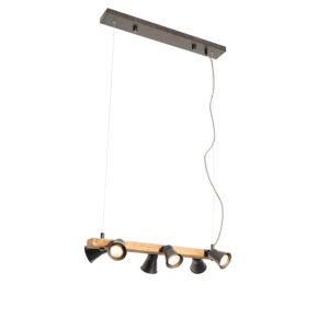 hanglampen Landelijke hanglamp zwart met hout Jelle HoutStaal Zwart Ben je net als wij fan van de landelijke Dan is iets voor Hij gemaakt staal en behoud zijn