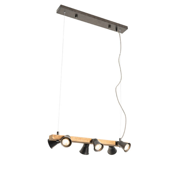 hanglampen Landelijke hanglamp zwart met hout Jelle HoutStaal Zwart Ben je net als wij fan van de landelijke Dan is iets voor Hij gemaakt staal en behoud zijn