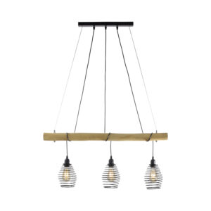 hanglampen Landelijke hanglamp zwart met hout Sverre HoutStaal Naturel Maak jouw interieur af Deze is afgewerkt in het naturel en gemaakt van hout. In een