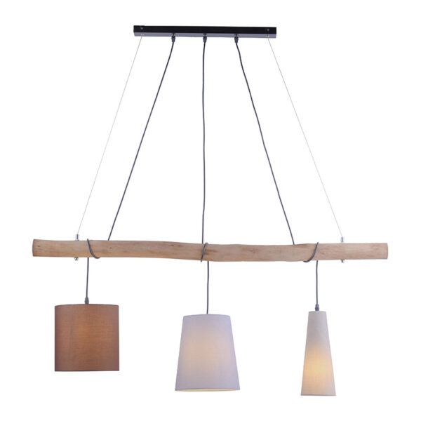 Landelijke hanglamp zwart met hout 3-lichts - Vinnie - Afbeelding 2