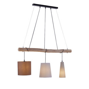 hanglampen Landelijke hanglamp zwart met hout Vinnie StaalHoutKatoen Bruin Wauw wat een mooie is De combinatie van verschillende tinten bruin maakt het