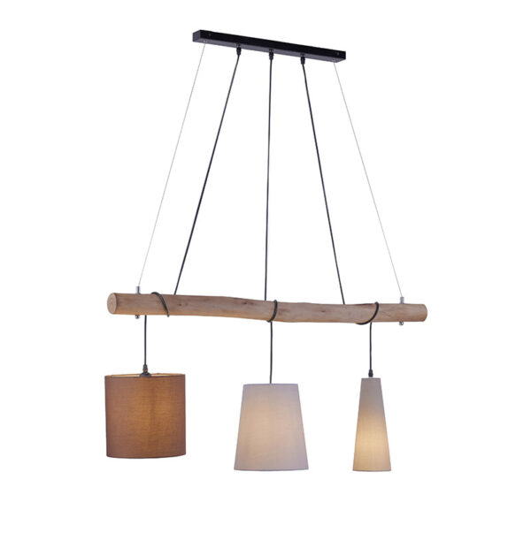 hanglampen Landelijke hanglamp zwart met hout Vinnie StaalHoutKatoen Bruin Wauw wat een mooie is De combinatie van verschillende tinten bruin maakt het