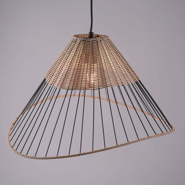 Landelijke hanglamp zwart met riet - Treccia - Afbeelding 2