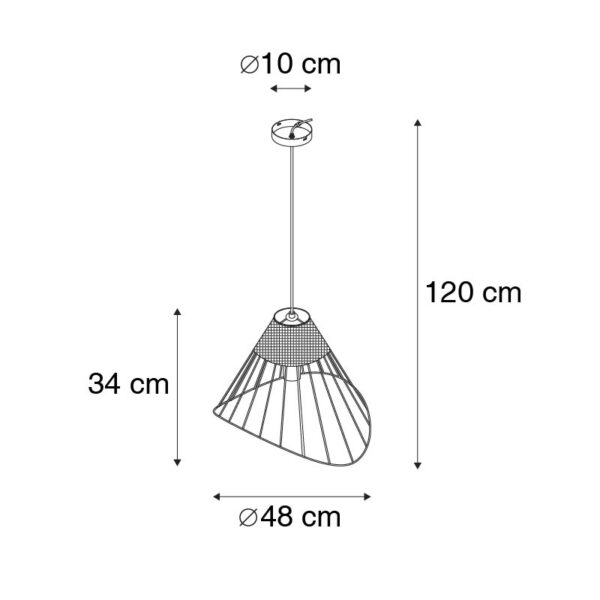 Landelijke hanglamp zwart met riet - Treccia - Afbeelding 3