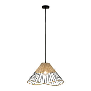 hanglampen Landelijke hanglamp zwart met riet Treccia RotanStaal Zwart Hanglamp brengt gezelligheid in Door de combinatie van staal rotan heeft lamp een