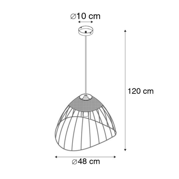 Landelijke hanglamp zwart met riet - Treccia Pua - Afbeelding 3