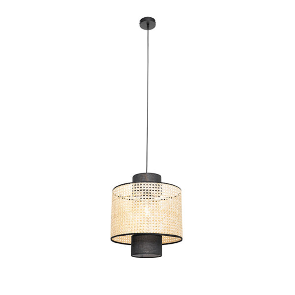 Landelijke hanglamp zwart met rotan - Kata - Afbeelding 2
