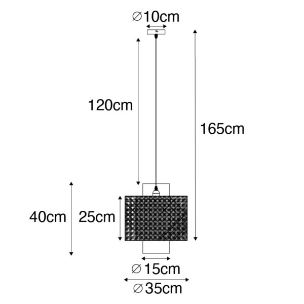 Landelijke hanglamp zwart met rotan - Kata - Afbeelding 3