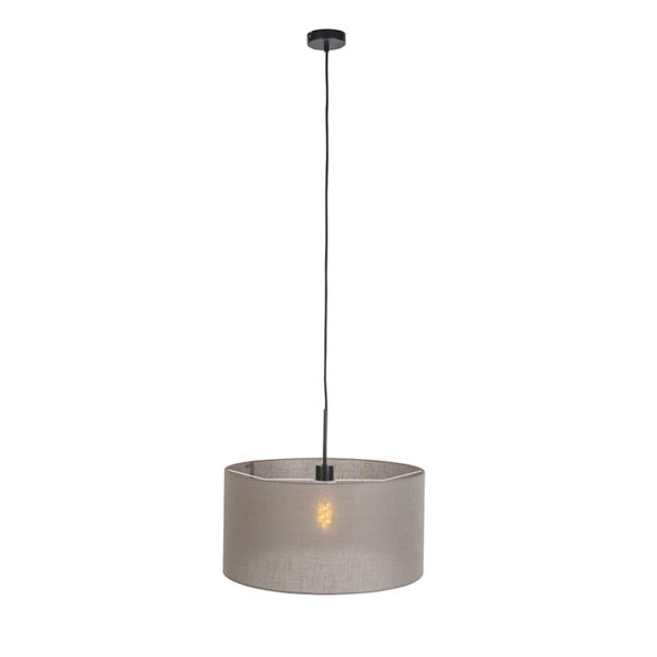 Landelijke hanglamp zwart met taupe kap 50 cm - Combi 1 - Afbeelding 2