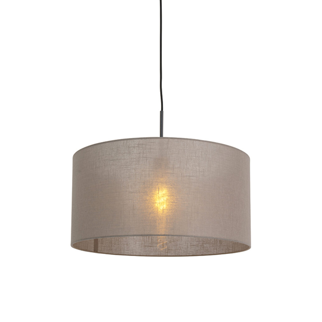 hanglampen Landelijke hanglamp zwart met taupe kap 50 cm Combi 1 KunststofStaalStof Taupe Een landelijke eyecatcher in huis deze 1. De combinatie van de en
