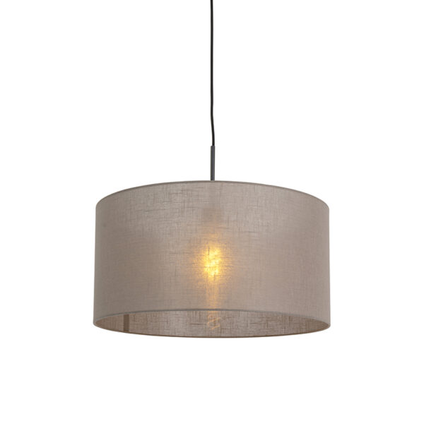 hanglampen Landelijke hanglamp zwart met taupe kap 50 cm Combi 1 KunststofStaalStof Taupe Een landelijke eyecatcher in huis deze 1. De combinatie van de en