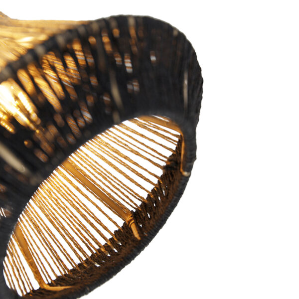 Landelijke hanglamp zwart met touw 19 cm 3-lichts - Jenthe - Afbeelding 2