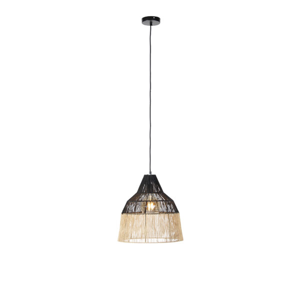 Landelijke hanglamp zwart met touw 40 cm - Jenthe - Afbeelding 2