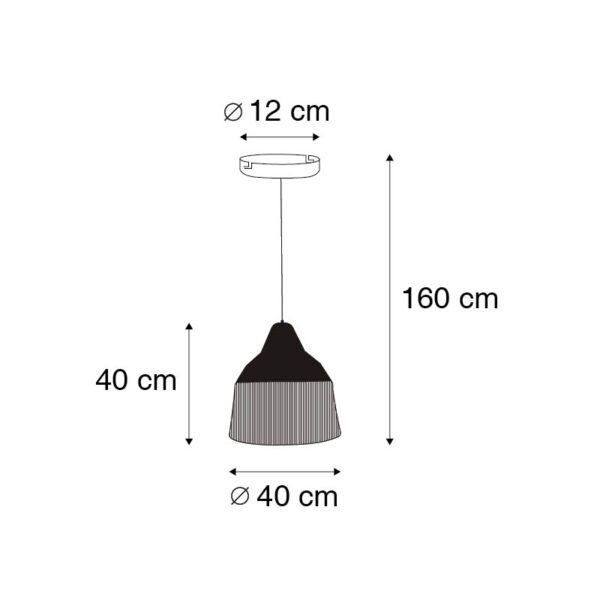 Landelijke hanglamp zwart met touw 40 cm - Jenthe - Afbeelding 3