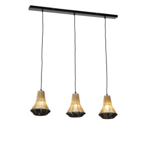 hanglampen Landelijke hanglamp zwart met touw 19 cm Jenthe TouwStaal Zwart Haal natuurlijke materialen in huis deze landelijke hanglamp. is gemaakt van staal en