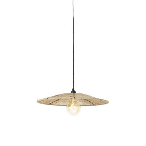 hanglampen Landelijke hanglamp zwart met touw Sacha TouwStaal Naturel Deze landelijke straalt direct warmte en gezelligheid De kap is afgewerkt in combinatie de