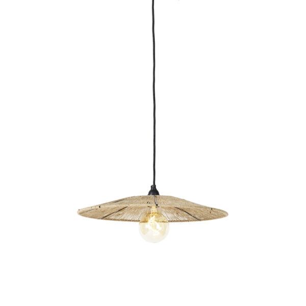 hanglampen Landelijke hanglamp zwart met touw Sacha TouwStaal Naturel Deze landelijke straalt direct warmte en gezelligheid De kap is afgewerkt in combinatie de