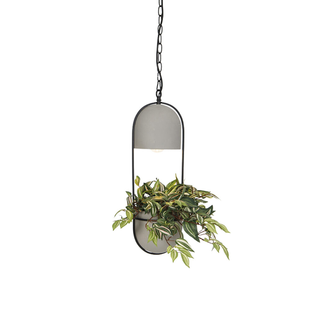 hanglampen Landelijke ronde hanglamp beton Fauna A Steen BetonStaal Grijs Hanglamp past helemaal in de botanische trend. Buiten naar binnen halen door gebruik