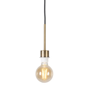 hanglampen Moderne hanglamp brons met zwarte kabel Combi 1 Metaal Brons Eenvoudige uitgevoerd in een lekker fris Dit artikel wordt geleverd zonder kap zodat je