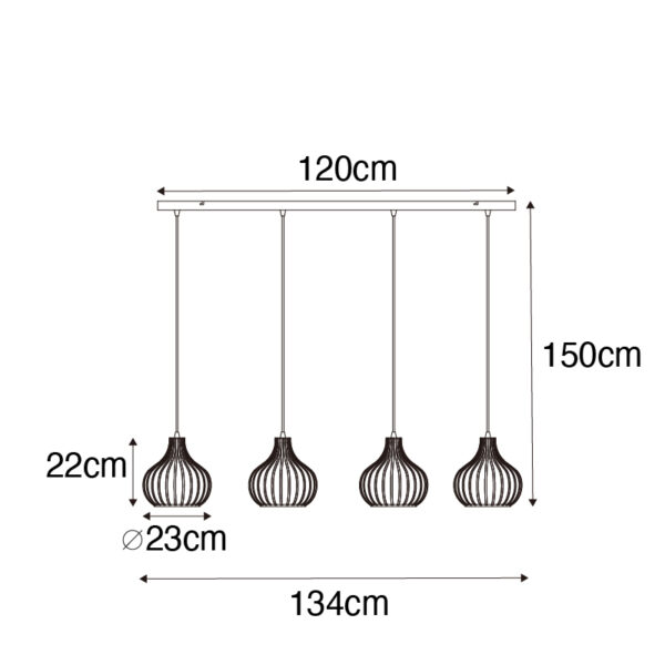 Moderne hanglamp bruin 4-lichts - Saffira - Afbeelding 3