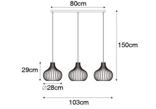 Moderne hanglamp bruin 3-lichts - Saffira - Afbeelding 3