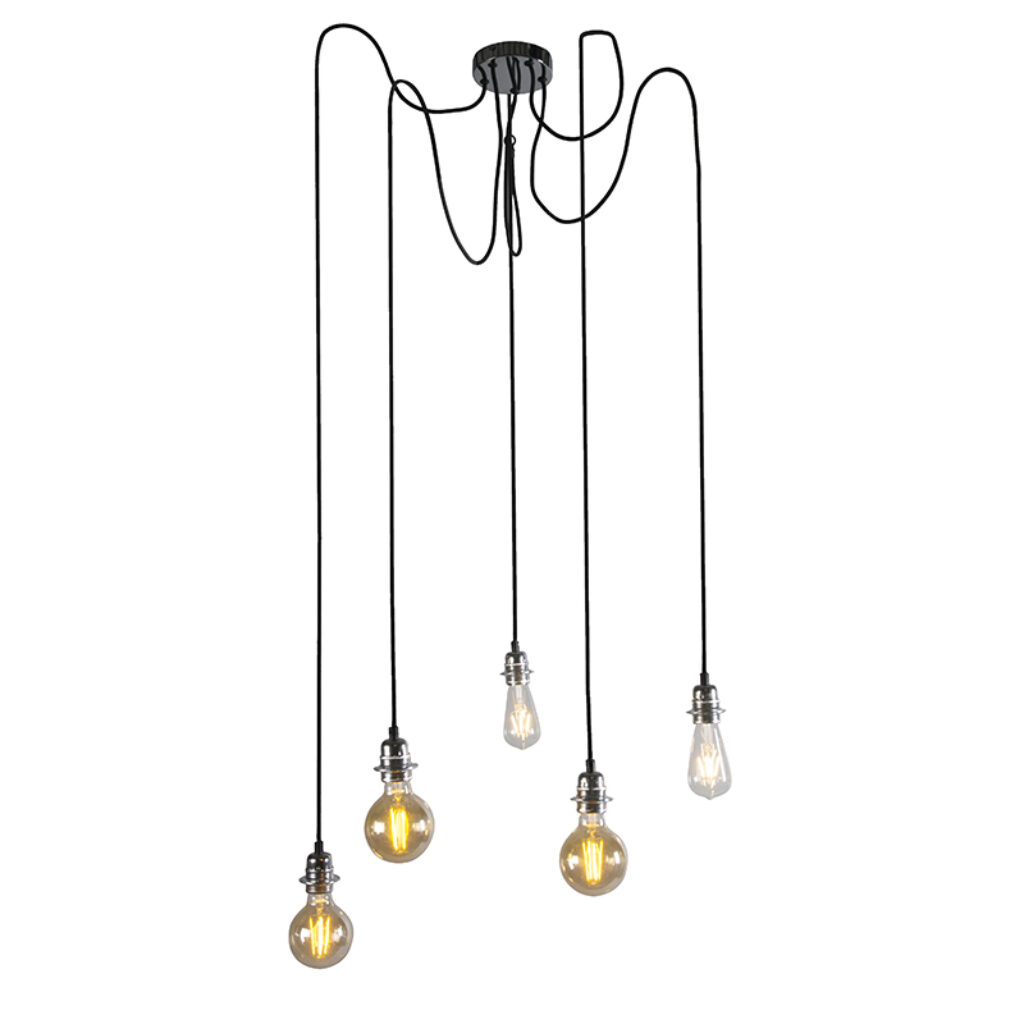hanglampen Moderne hanglamp chroom Cava 5 Staal Chroom De is een stijlvolle helemaal volgens de laatste trends. Met deze Hanglamp beschik je over vijf lampen