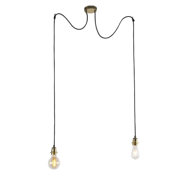 hanglampen Moderne hanglamp goud Cava 2 Staal Steel de show met deze topper van QAZQA. Deze unieke plafondlamp voelt zich extra thuis in een stoere omgeving en